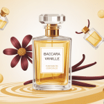 Visuel baccara vanille avec flacon luxe et gousse