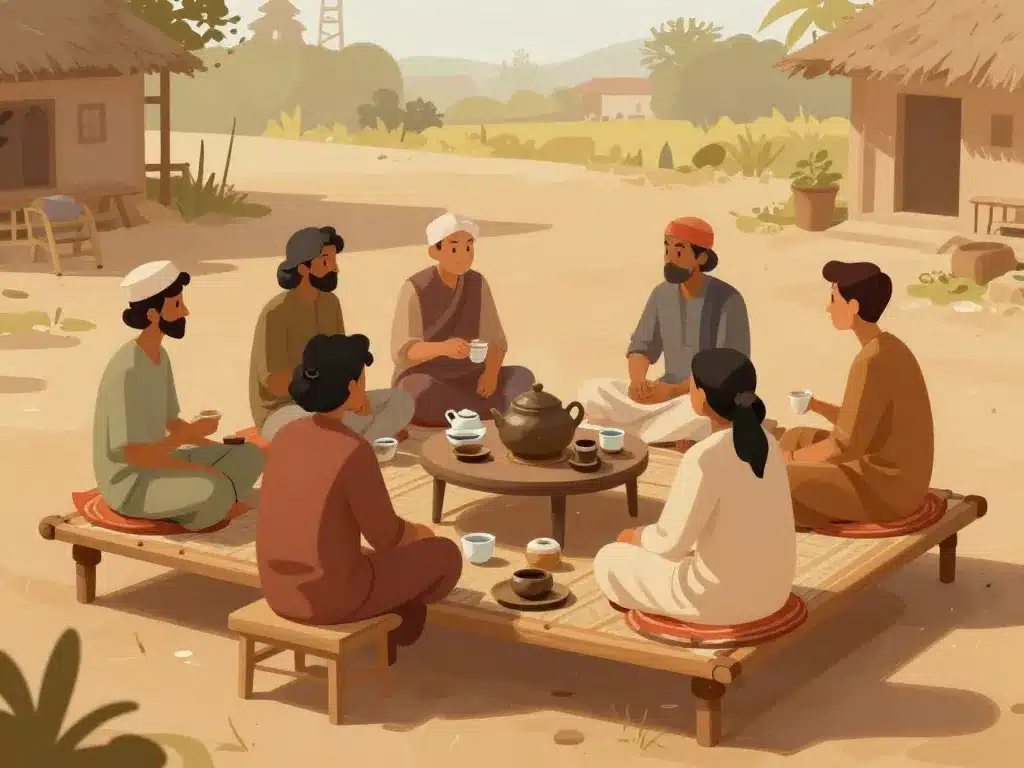 charpoy traditionnel ambiance sociale indienne