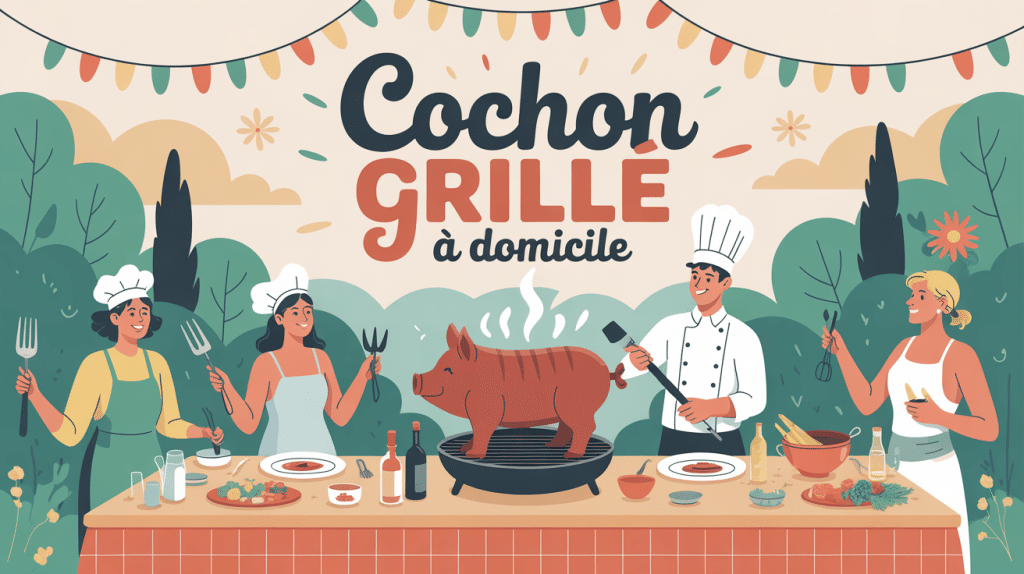 cochon grillé à domicile prix grande tablée festive broche