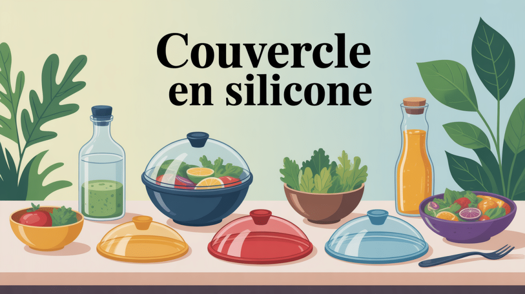 illustration cuisine écologique avec couvercle en silicone