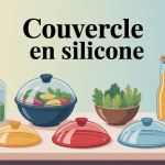 illustration cuisine écologique avec couvercle en silicone