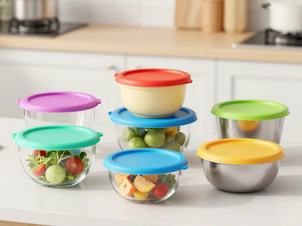 scène cuisine avec bols et couvercles en silicone