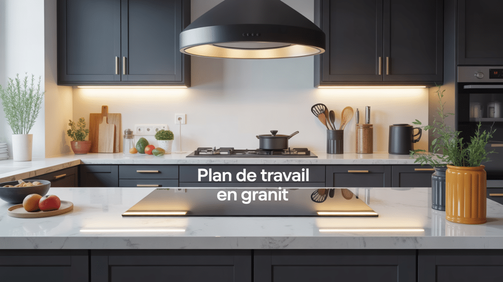 Entretien plan de travail granit cuisine moderne illustration