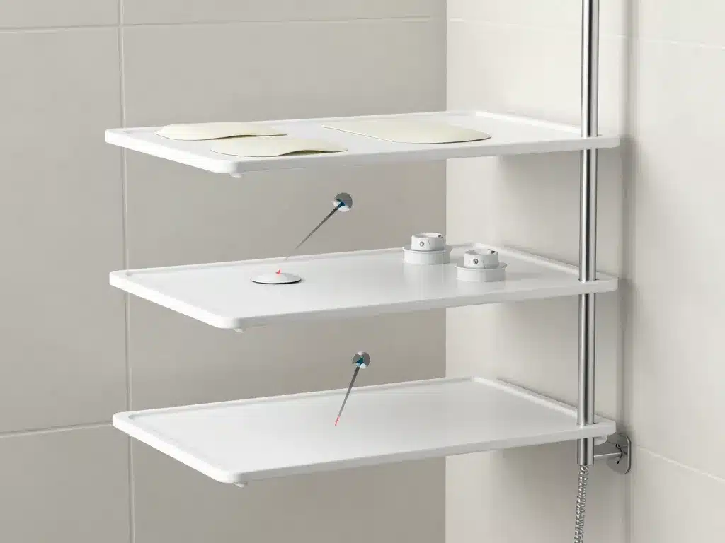 Fixation etagere douche italienne sans perçage options