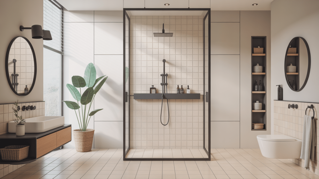 Etagere douche italienne contemporaine vue globale