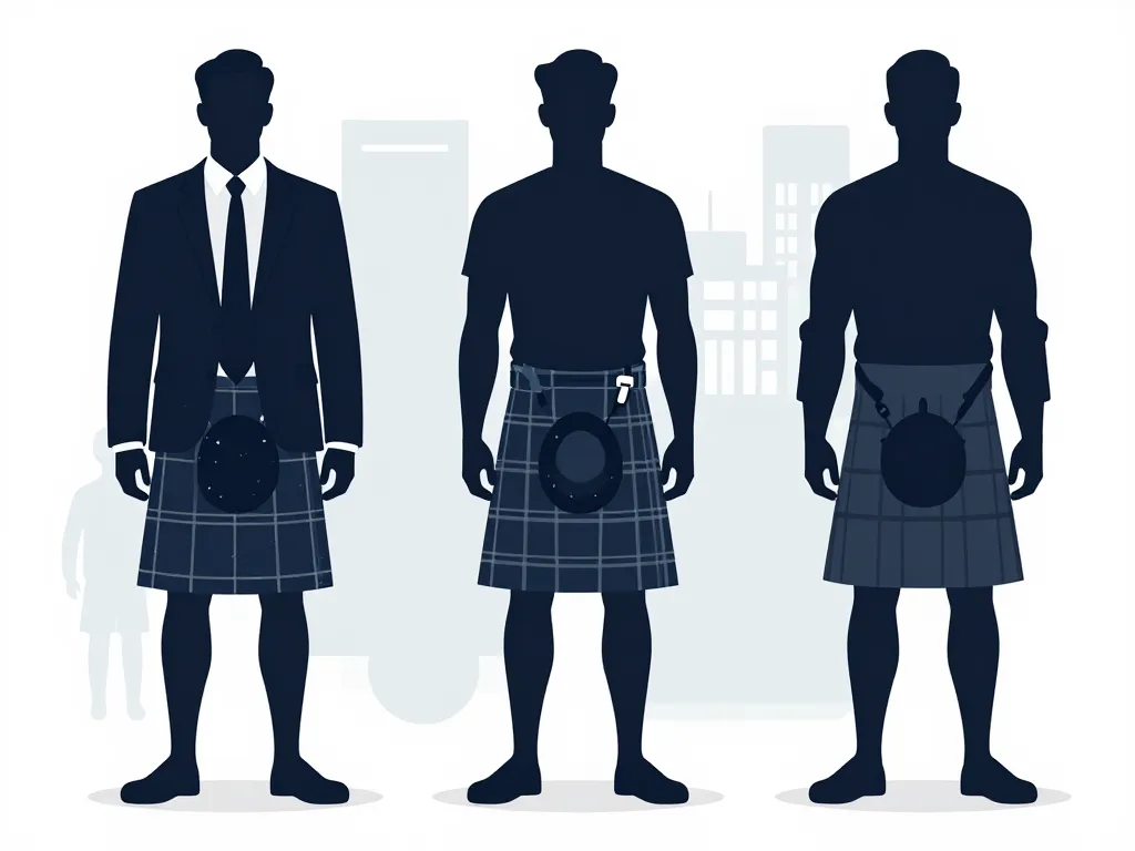 Différents hommes avec kilt moderne homme selon morphologie