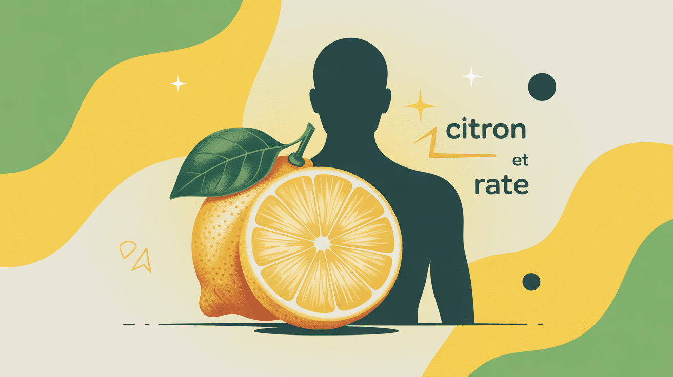 illustration moderne le citron et la rate sur fond jaune et vert