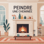 Illustration de peindre une cheminée modernisée dans un salon contemporain