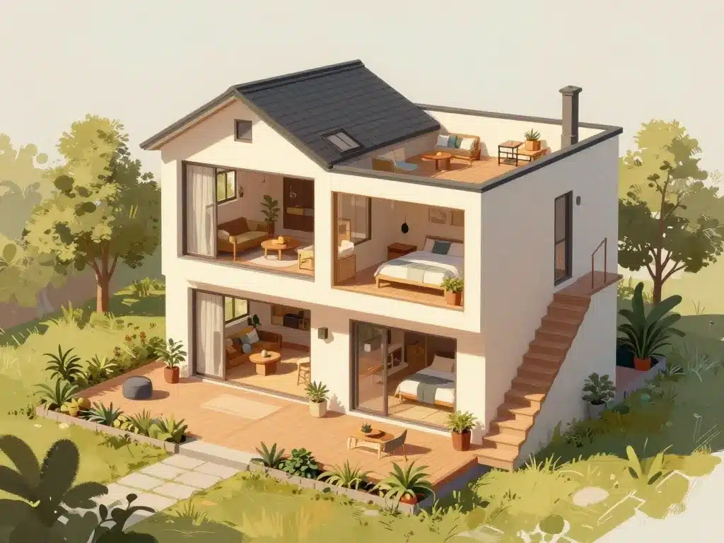 maison moderne terrain 200m2 espace optimisé