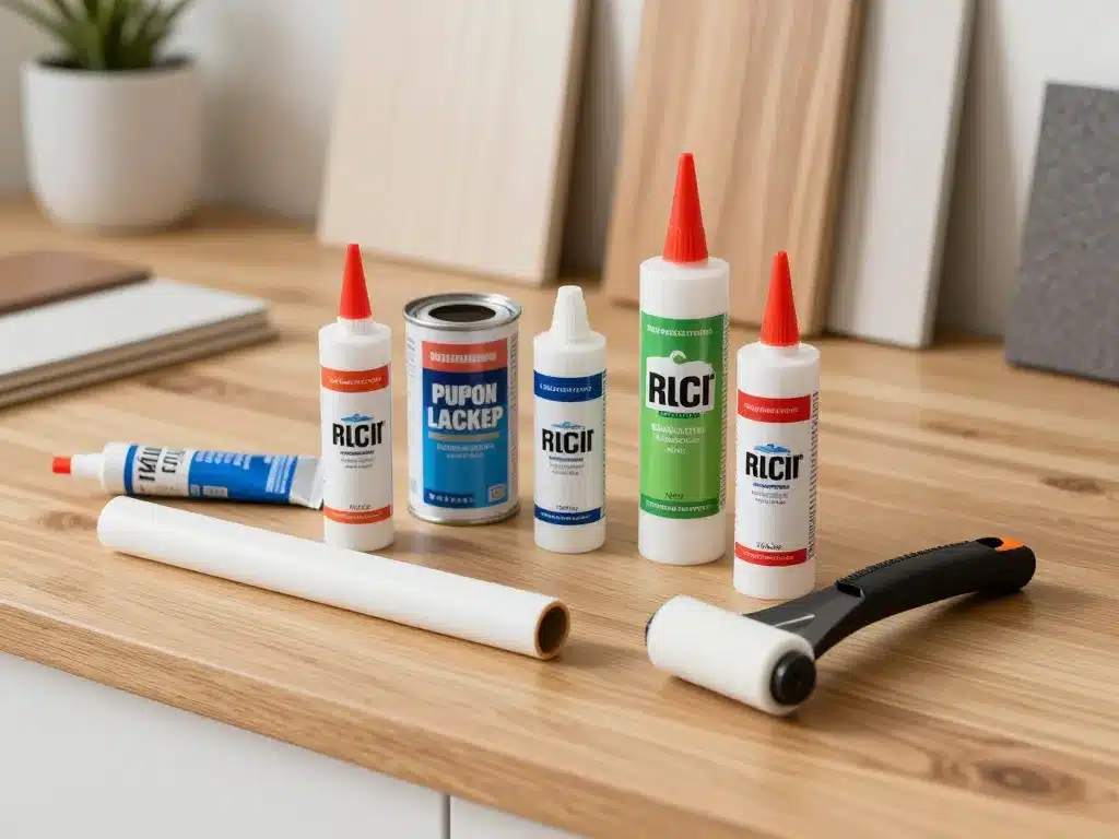 Outils colle coller chant plan de travail