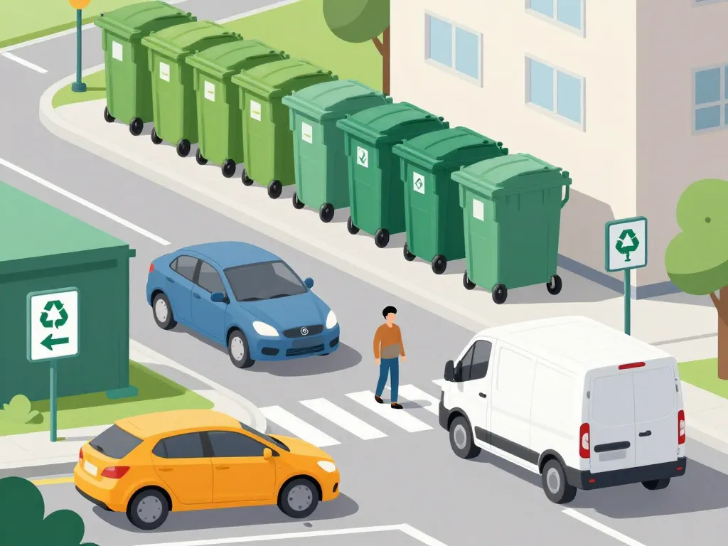 Entrée déchetterie Gargenville, véhicules et circulation