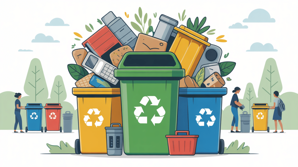 Déchetterie Gargenville vue colorée avec bennes et usagers