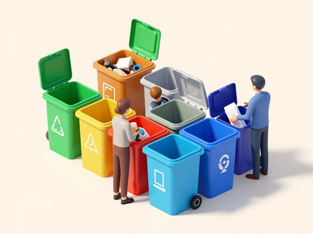 Tri des déchets à la déchetterie Gargenville, bennes variées