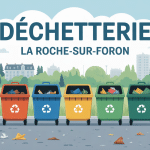 Déchetterie La Roche sur Foron vue stylisée bennes tri