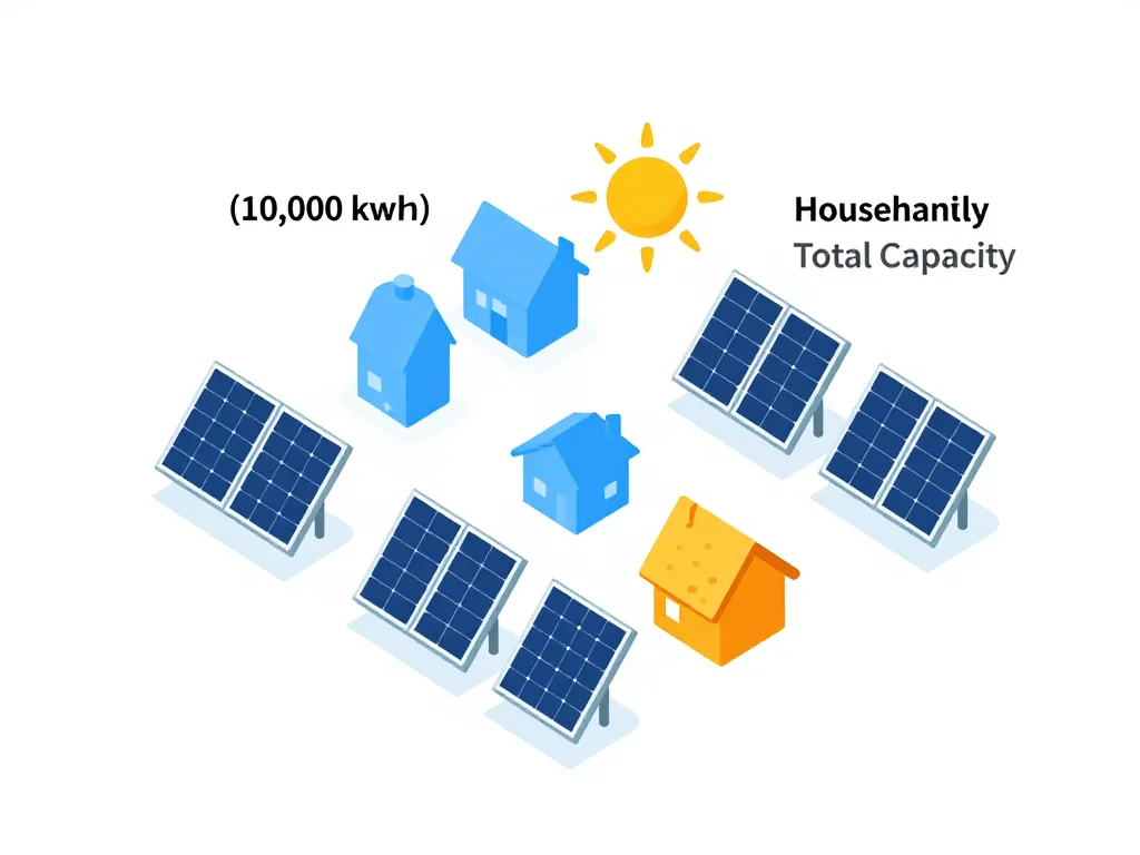 Schéma estimation nombre de panneaux photovoltaïques pour 10000 kW
