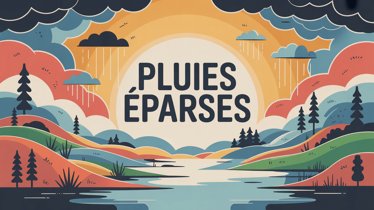 Illustration vectorielle de pluies éparses paysage