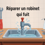 robinet qui fuit comment réparer illustration modern avec outils