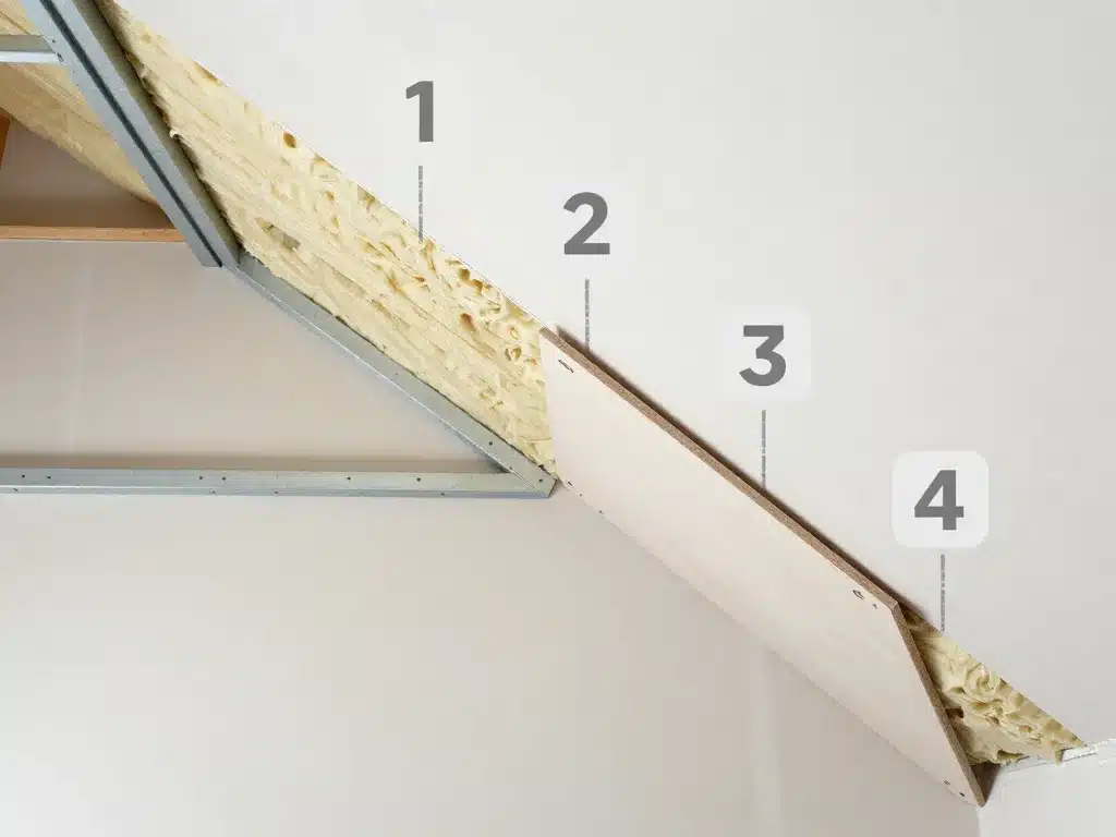 Étapes pose placo sous pente schéma technique