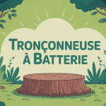 tronconneuse a batteries gros plan branche verdure