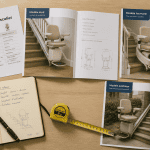 Comparatif monte escalier avec brochures et accessoires