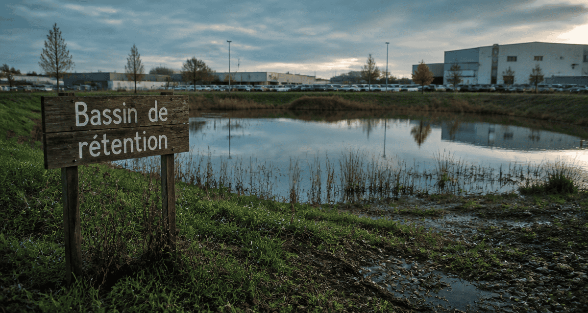 bassin de rétention en périphérie urbaine