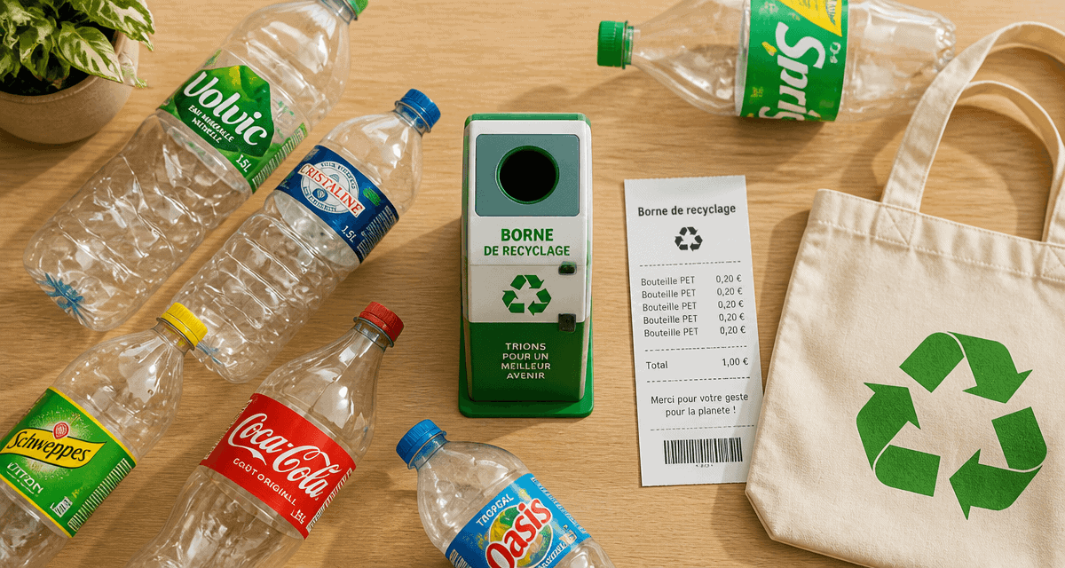 borne recyclage bouteille plastique carrefour sur comptoir
