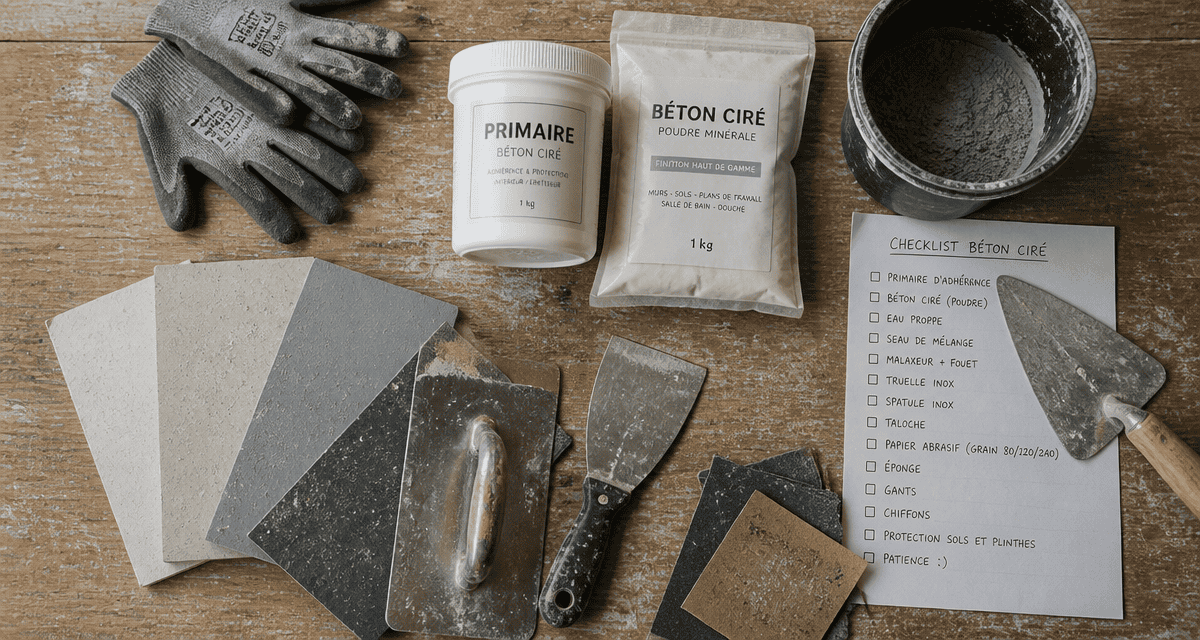 comment faire un beton cire flat lay outils