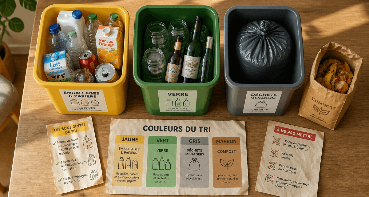 couleur poubelle tri selectif bacs déchets