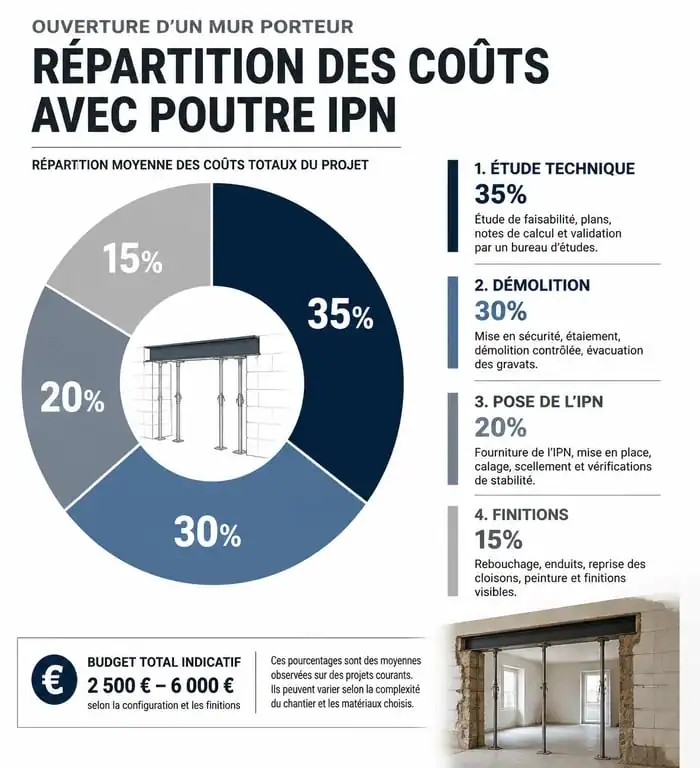 Répartition des coûts pour l'ouverture d'un mur porteur et pose d'une poutre IPN