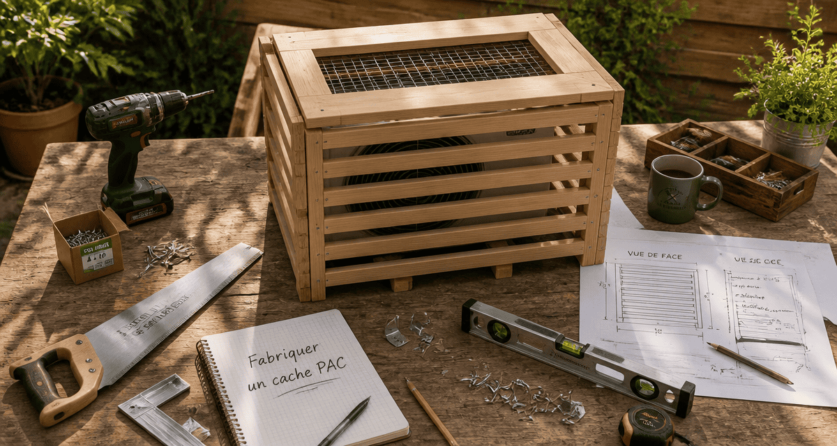 fabriquer un cache pompe à chaleur sur établi avec outils