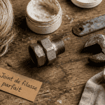 Filasse plomberie, outils et joint sur établi