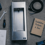 installation fontaine à eau sur plan de travail avec outils