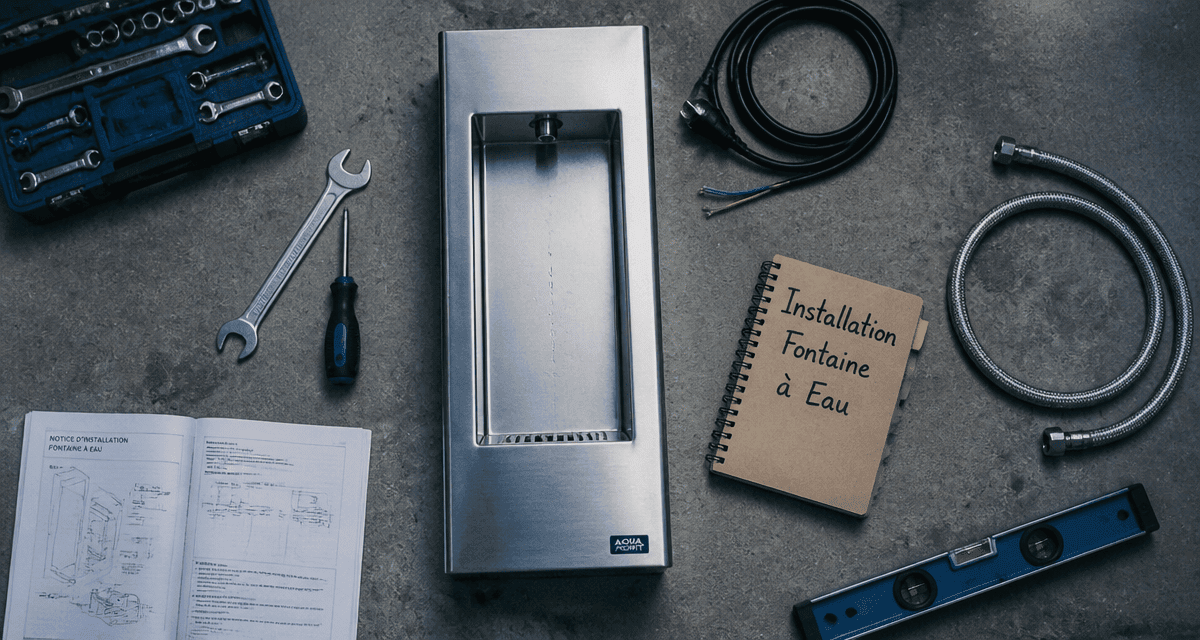 installation fontaine à eau sur plan de travail avec outils
