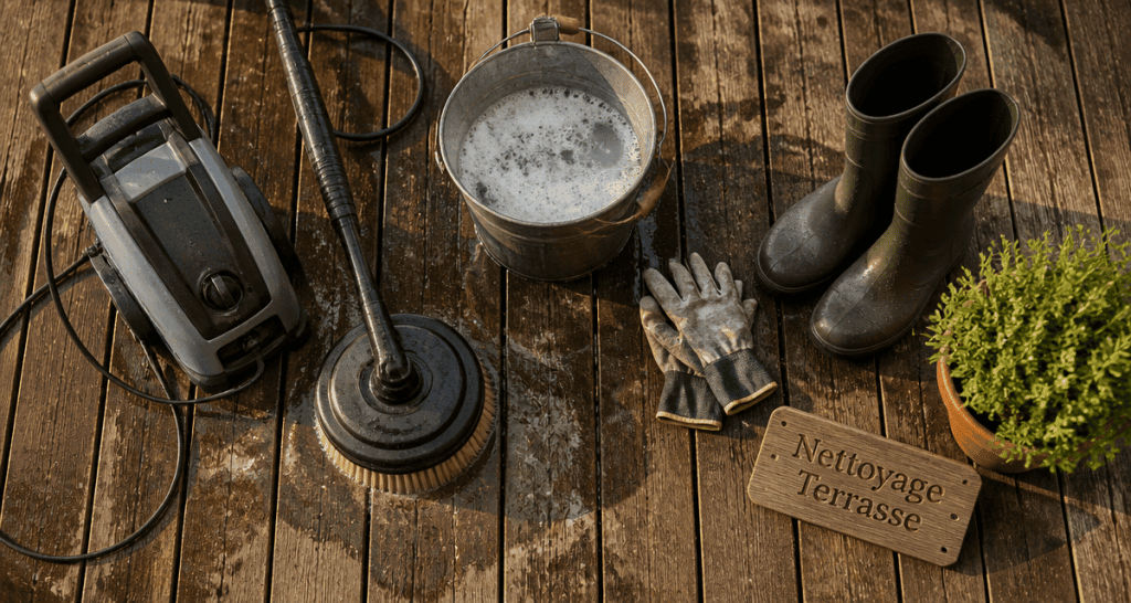 karcher pour nettoyer une terrasse bois avec accessoires