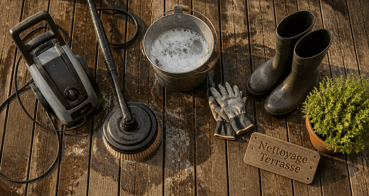 karcher pour nettoyer une terrasse bois avec accessoires