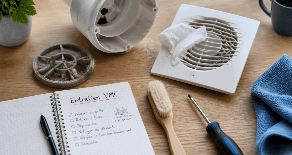 Maintenance VMC outils entretien sur plan de travail