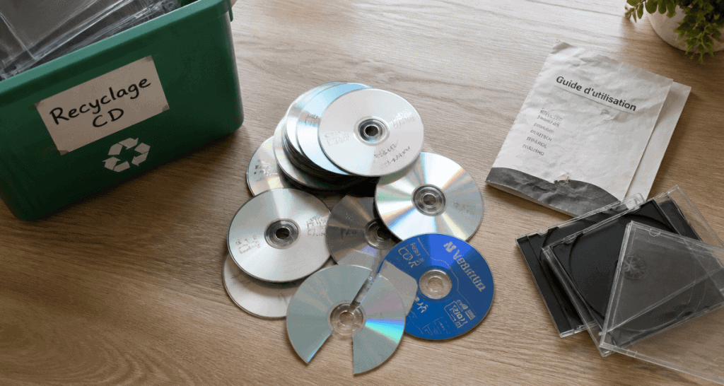 ou jeter les cd pile disques bac recyclage