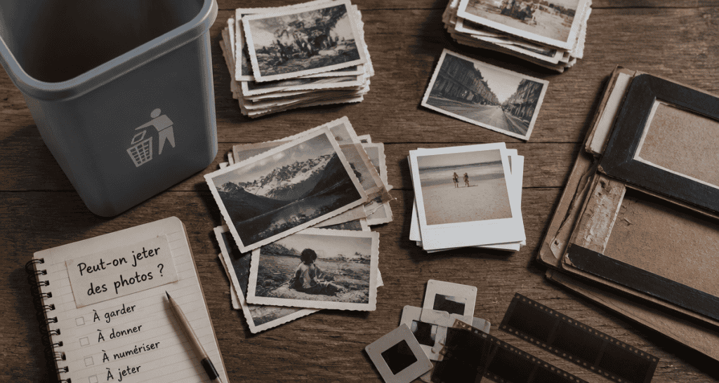 peut on jeter des photos à la poubelle sur une table