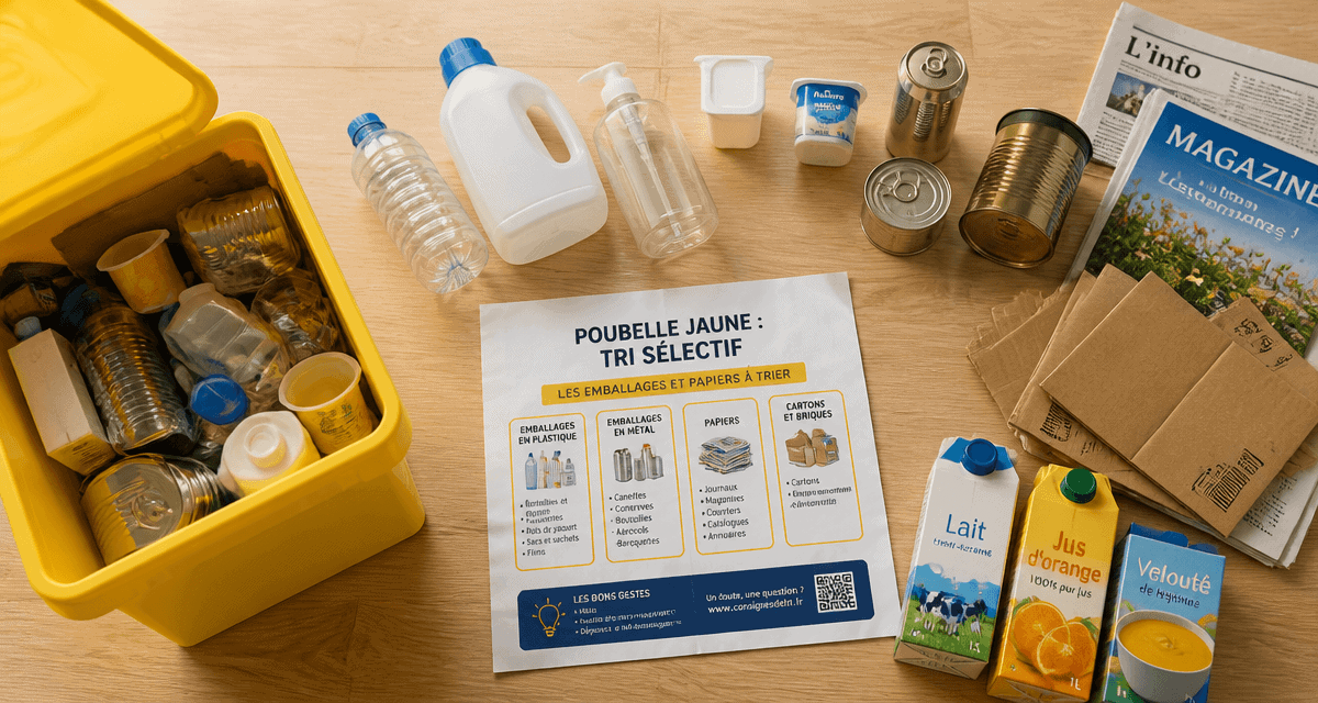 poubelle jaune quoi mettre emballages recyclables