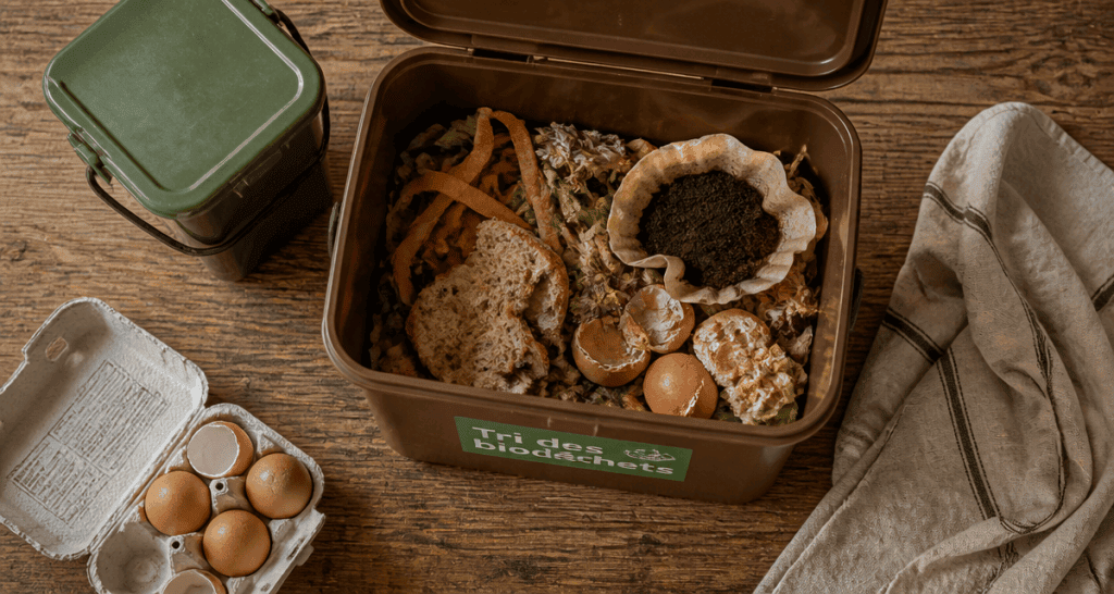 Poubelle marron que mettre dedans épluchures compost