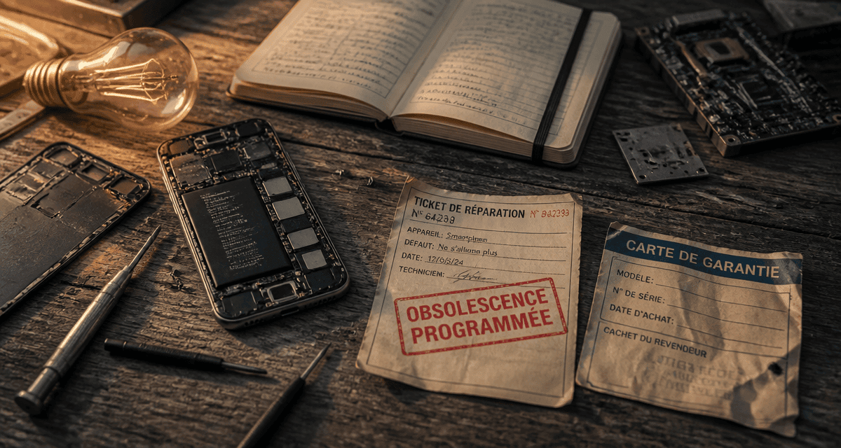 program obsolescence smartphone démonté ampoule