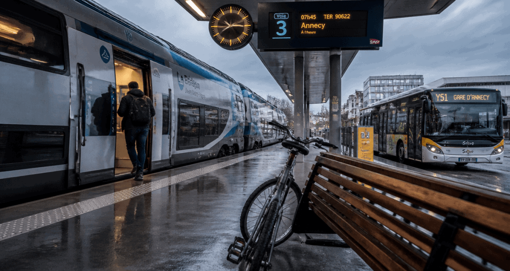 Transport et environnement vélo train bus gare française