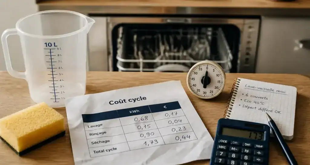Consommation lave vaisselle : coût cycle et chauffe de l’eau
