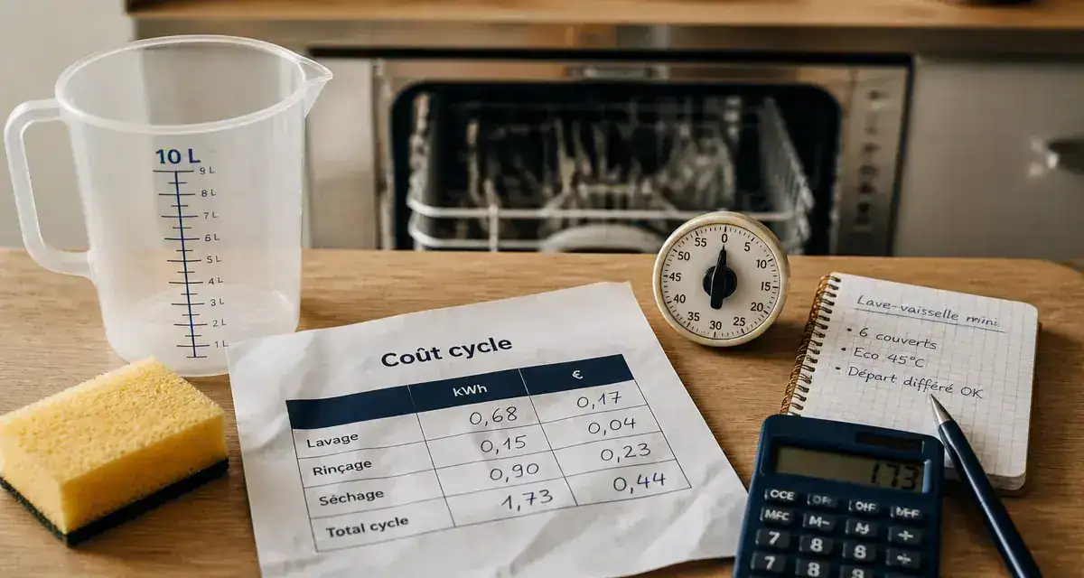 Consommation lave vaisselle : coût cycle et chauffe de l’eau