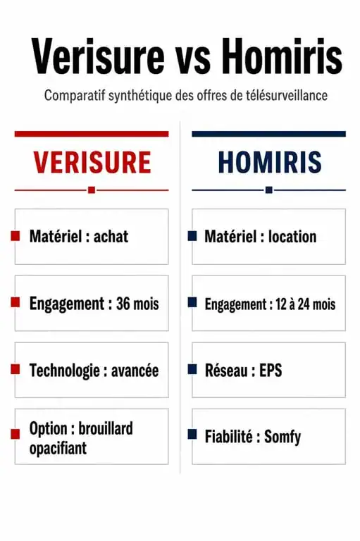Comparatif des systèmes de télésurveillance Verisure ou Homiris : différences de prix et d'équipement