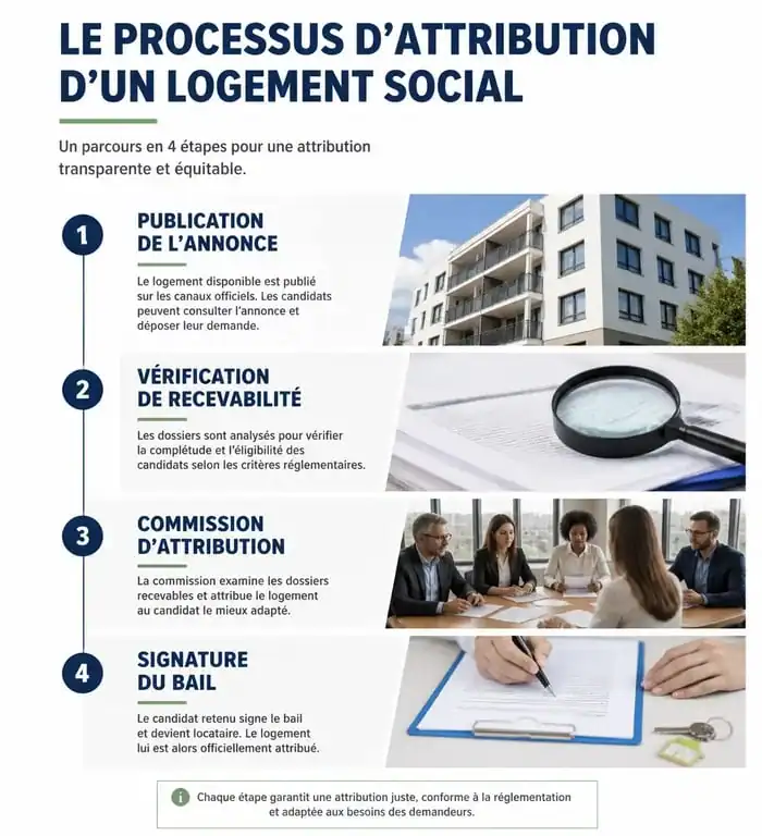 Étapes du processus d'attribution de logement social sur Locannonces 92