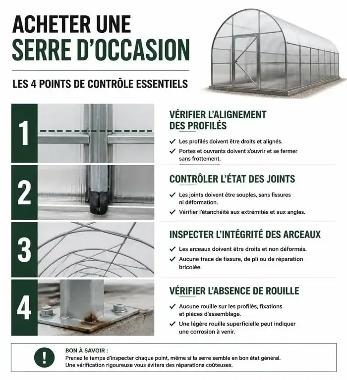 Points de contrôle pour l'achat d'une serre occasion à vendre particulier