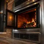 Insert avec ventilateur fonctionnement : grille de convection et flammes