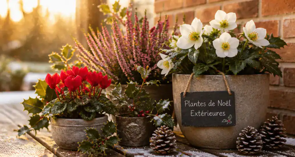 plante de noel exterieur en pots sur terrasse
