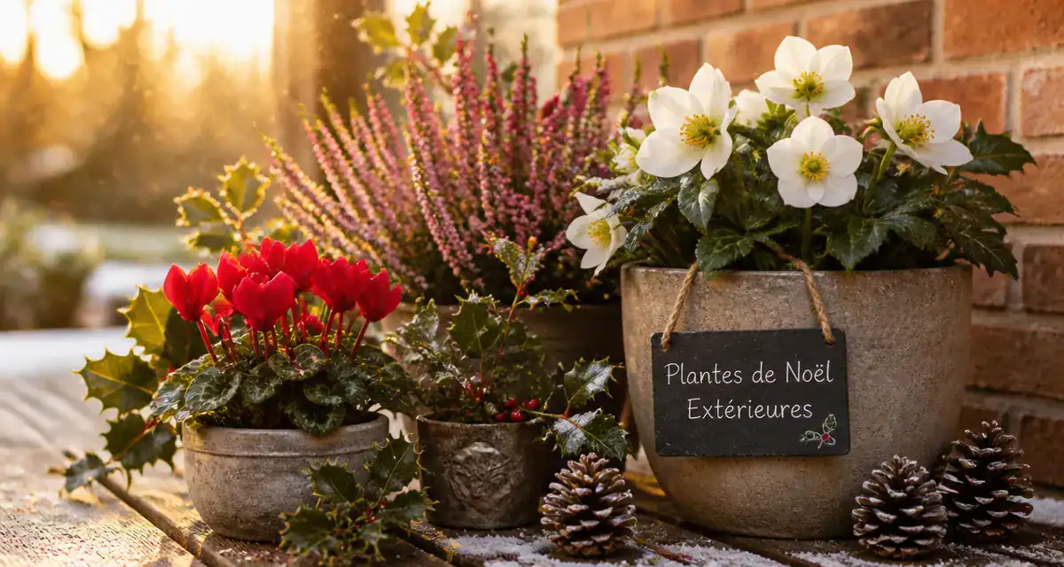 plante de noel exterieur en pots sur terrasse